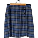 Villager Vintage  Sport Blue Grey Black Plaid Faux Wrap Skirt Women’s 12 Academia Photo 0