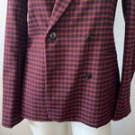 Aritzia Sunday Best Burgundy Navy Tartan Plaid Double Breasted Blazer Jacket S Photo 2