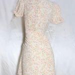 Urban Outfitters Kiss the Sky Pink/Green Puff Sleeve V-neck Mini Dress w/ Slit Photo 4