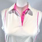 Adidas Golf Puremotion driFit white and pink sleeveless polo top size medium Photo 0