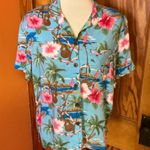 Vtg 90s floral Hawaiian shirt Blue Size M Photo 4