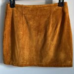 Forever 21 Vegan Suede Rich Golden Mustard Double Zip A-line Festival Mini Skirt Photo 3