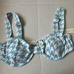 Aqua Swim Bikini Swimsuit Top Blue & White Houndstooth print NWT Size M Photo 0