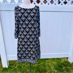 White House | Black Market  Black and White Geometric Print Sheath Dress Size M Photo 3