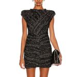 IRO NWT  Metallic Deep V Ruched Mini Dress Black White Size 36 US 4 Photo 2