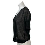 Varley Women's Black V-neck Short Sleeve Relaxed Fit Sheer Coverup Blouse Top S Photo 1