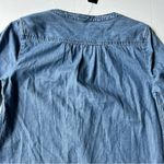 EXPRESS NWT  Chambray Shirt Dress V neck long sleeves collarless medium wash XS Photo 13