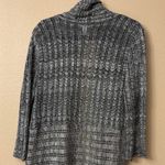 Christopher & Banks MEDIUM Black Gray Knit Draped Open Cardigan Duster Sweater Photo 9