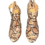 Report Chunky Snake Print Heels Women’s 8.5 Edgy Boho Sandals Zipper Studded Tan Photo 3