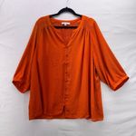 Rose + Olive Rose Olive Womens Tunic Blouse Size 1X Swissdot Burnt Orange Fall Pumpkin Autumn Photo 0