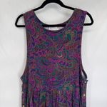 Pierre Cardin Vintage Paisley Button Side Pinafore Midi Dress Womens M Green Photo 1