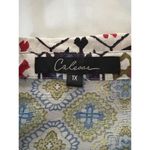 Calessa Top Size 1X Multicolor Aztec Button Front Southwestern Abstract Roll Tab Blue Photo 8