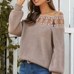 SheIn Lace shoulder Knit Sweater Photo 0