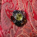 Handmade Custom Red Gold Paisley Brocade Jacket Womens Small Blazer Wide Collar Photo 10