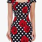 Grace Karin  Red roses and black and white polka dots dress. Tea dress L Photo 0