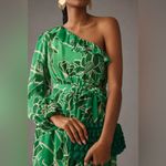 Farm Rio Anthropologie Printed One-Shoulder Ruffle Dress green - XS Petite $260 Photo 5