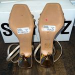Schutz NWOT Amelia Square Gold Metallic Stiletto Heels with Dust Bag Photo 6