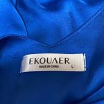 Ekouaer Women's Blue Silky Satin Sleeveless V Photo 2