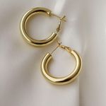 Boutique Thick Gold Hoop Earrings 1 Inch  Photo 0