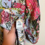 John Mark John‎ Mark 3/4 Sleeve Split V- Neck Floral Patchwork Bohemian Blouse Photo 4