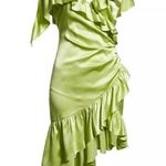 Cinq a Sept 100% Silk Petunya Ruffle Silk Dress in Prickly Pear 6 New with tags! Green Photo 0