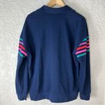 Lands' End Land’s End Serious Sweats Striped Long Sleeve Collared Pullover Sweatshirt Photo 1