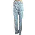 ZARA  Women's Blue Denim High Rise Distressed Raw Hem Slit Ankle Boot Cut Jeans 8 Photo 2