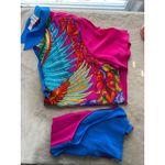 Diane Gilman Vintage 2X Vibrant Parrot & Jungle Sequin Silk Shirt Blouse Photo 7