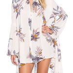 Free People  Tree Swing Floral Tunic Top Mini Dress Pearl Combo Extra Small XS Photo 0