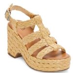 a.n.a  Women's Merlin Wedge Sandals Size 9.5 Braided Raffia Beige platform preppy Photo 0