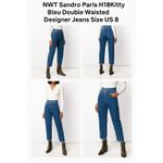 Sandro  Paris H18Kitty Bleu Double Waisted Designer Jeans Size 40 FR US 8 Photo 1