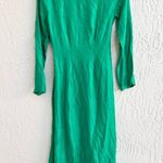 Suboo green maxi midi V neck satin dress high low XS Photo 7