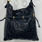 Andre Oliver Navy Blue Shoulder Bag with Snap Closure Gold Photo 0