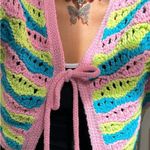 ZARA  // crochet chunky knit tie front multi color cardigan Photo 1
