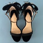 Antonio Melani Janie Black Velvet Rhinestone Bow Feather Heels Photo 5