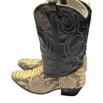 Exotic Leather Python Snakeskin Women’s Cowboy Boots size 6.5 Vintage Slip On Gold Photo 2