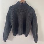Free People Textured Mock Neck Sweater Charcoal Grey Chunky Knit Pullover Size L Photo 0