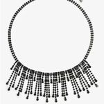 EXPRESS NWT Black Rhinestone Fringe Necklace Photo 0