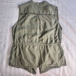 Max jeans  Womens Small Vest Top Sleeveless Olive Green Woven‎ Open Cinch Waist Photo 1