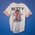 Betty Boop Shirt Womens L Baseball Jersey Novelty Button Down Uniform Top Retro Photo 10