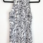 A.L.C. Black & White Floral Silk Sleeveless Blouse Photo 7