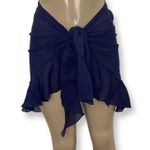 Zuliana One Size Blue Ruffle Trim Long Sarong Skirt. Made in USA. New With Tags Photo 0
