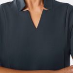 FIGS Gray Fitted Short Sleeve Notched Collar Blouse. Scrubbed top Photo 0