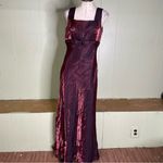 Dave and Johnny VTG 90s  Burgundy metallic square neck bow maxi‎ dress gown 11 12 Photo 1
