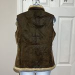 Woolrich  Saddle Brown Leaf Embroidered Faux Sherpa Lined Vest Jacket Sz M Photo 2