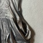 Jessica McClintock Womens Dress 12 Gray Pleated Bubble Skirt Metallic Formal Photo 4