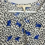 Maje  Lensam Printed Henley V-neck Short Puff Shoulder Blouse Size Small Photo 8