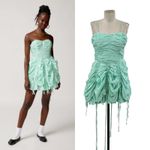 Urban Outfitters Kimchi Blue Belladonna Dress Ruched Mini Turquoise Size Medium Photo 1