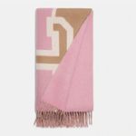 Coach  Reversible Colorblock Varsity Print Oversized Muffler Scarf Pink Tan Photo 4