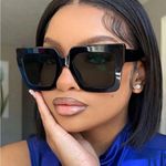 Baddie Square Trendy Black Sunglasses Photo 0